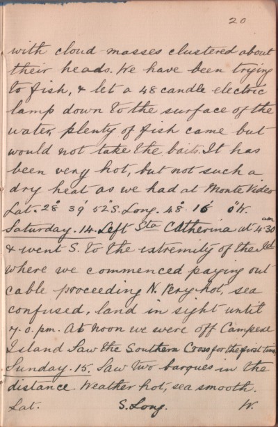14 December 1889 journal entry